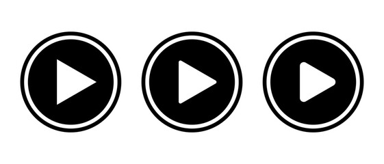 Play icon on black circle. Video player app concept