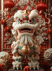 Fototapeta premium Lion Dance Performance - Chinese New Year Tradition