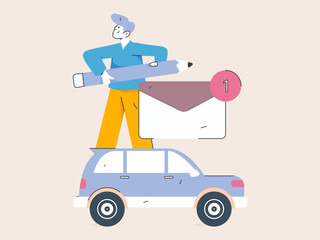 Buy insurance for car flat character vector concept operation illustration
