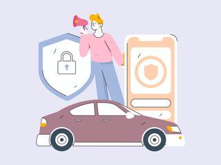Buy insurance for car flat character vector concept operation illustration
