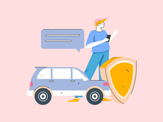 Buy insurance for car flat character vector concept operation illustration
