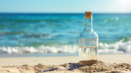Message in a bottle on sunny beach