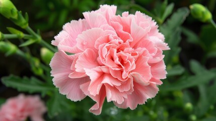 Obraz premium Blooming pink carnation flower close-up