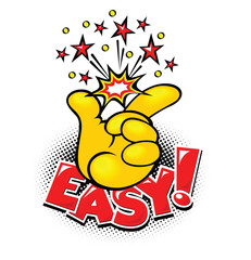 It's easy. Text with hand snapping finger gesture. Vector in comic book style on transparent background