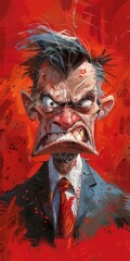 red portrait of an angry man