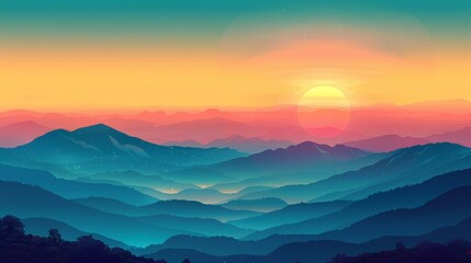 Obraz premium Breathtaking sunset over the mountains