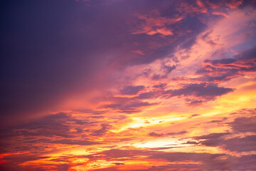 Beautiful , luxury soft gradient orange gold clouds and sunlight on the blue sky perfect for the background, take in everning,Twilight, Large size, high definition landscape photo