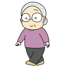 歩くおばあさんのイラスト