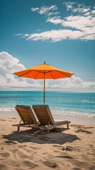 Serene beach escape with sun loungers