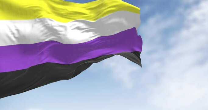 Non-binary flag waving on a clear day - Powered by Adobe