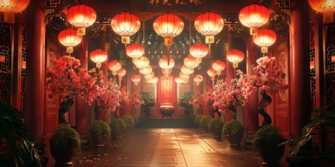 Obraz premium Chinese New Year Celebration at Temple