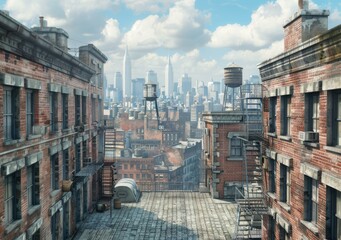Fototapeta premium Urban Decay Cityscape Rooftops