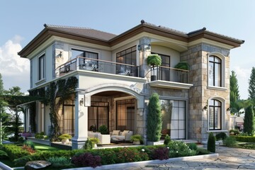 Obraz premium Luxurious House with Stunning Garden