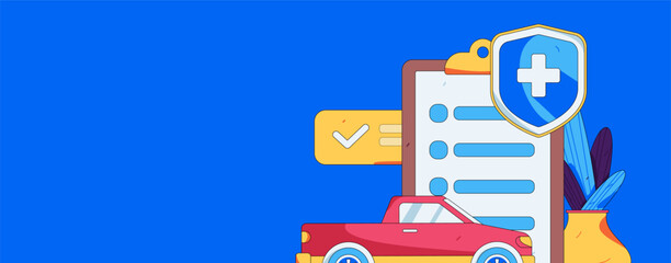 Buy insurance for car flat character vector concept operation illustration
