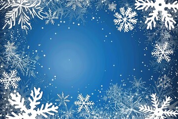 blue christmas card with white snowflakes background vector