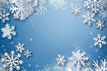 blue christmas card with white snowflakes background vector