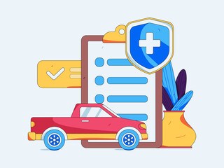 Buy insurance for car flat character vector concept operation illustration
