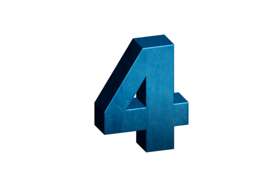 Number Four 3D text in Blue Color And Blue Lines, number 4 Blue color report, progress, transparent, PNG