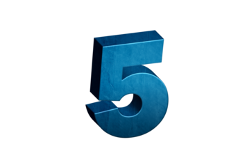 Number Five 3D text in Blue Color And Blue Lines, number 5 Blue color report, progress, transparent, PNG