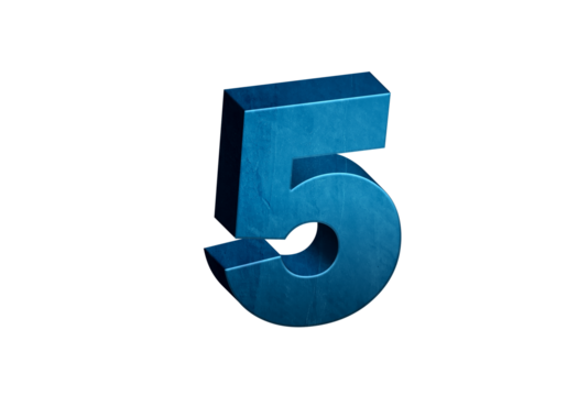 Number Five 3D text in Blue Color And Blue Lines, number 5 Blue color report, progress, transparent, PNG