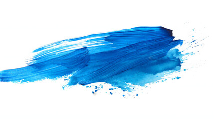 blue paint brush strokes in watercolor isolated against transparent