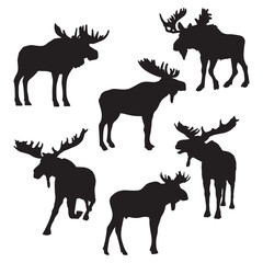 Moose Silhouette Vector Illustration Bundle