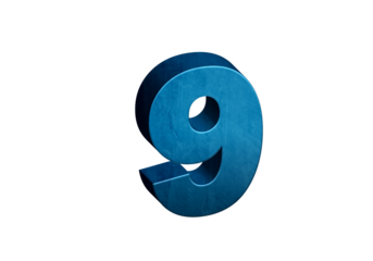 Number Nine 3D text in Blue Color And Blue Lines, number 9 Blue color report, progress, transparent, PNG