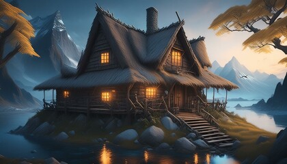 Obraz premium An ancient design of a house 