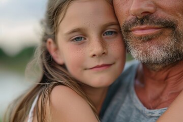 Fototapeta premium Face of father and daughter, father's day concept.