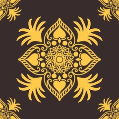Obraz premium Thep phanom hand draw pattern seamless border design, ancient Thai pattern, ancient retro pattern, art ornament for decoration in luxury colorful