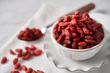 Dried goji berries traditional asian snack.