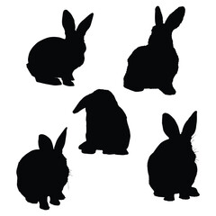 Rabbit Silhouette Vector Illustration Bundle