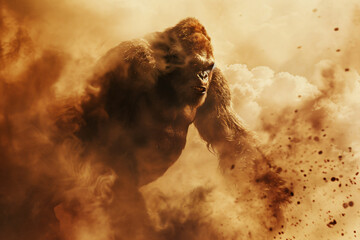 Gorilla with cinematic dust smoke effect