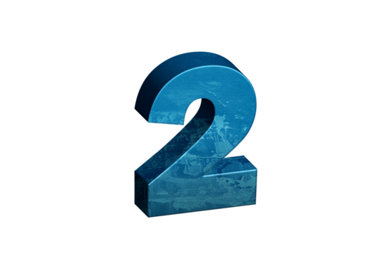 Number Two 3D text in Blue Color And Blue Lines, number 2 Blue color report, progress, transparent, PNG