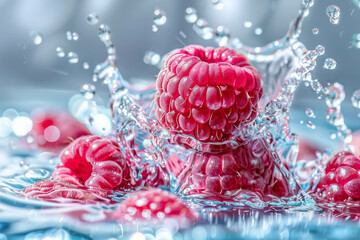 Indulge in the allure of raspberries and juice, radiating with a light red hue, a tantalizing blend...