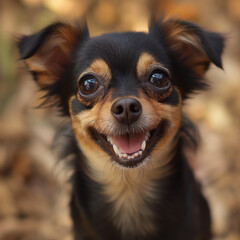 Portrait d'un chien heureux vue aérienne