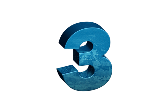 Number Three 3D text in Blue Color And Blue Lines, number 3 Blue color report, progress, transparent, PNG