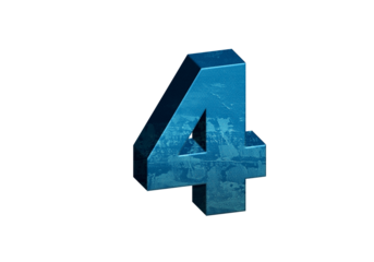 Number Four 3D text in Blue Color And Blue Lines, number 4 Blue color report, progress, transparent, PNG