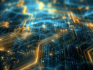 Obraz premium Digital Network Flow: Abstract Futuristic Technology Concept