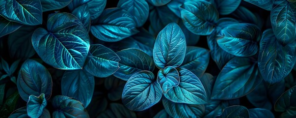 Captivating Teal Foliage with Metallic Shimmer Against Dark Backdrop