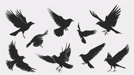 Obraz premium Silhouette set of people in various poses on a white background