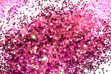 Close Up of Color Shiny Confetti Glitter On White Background