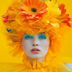 Conceptual portrait of a woman, vibrant colours