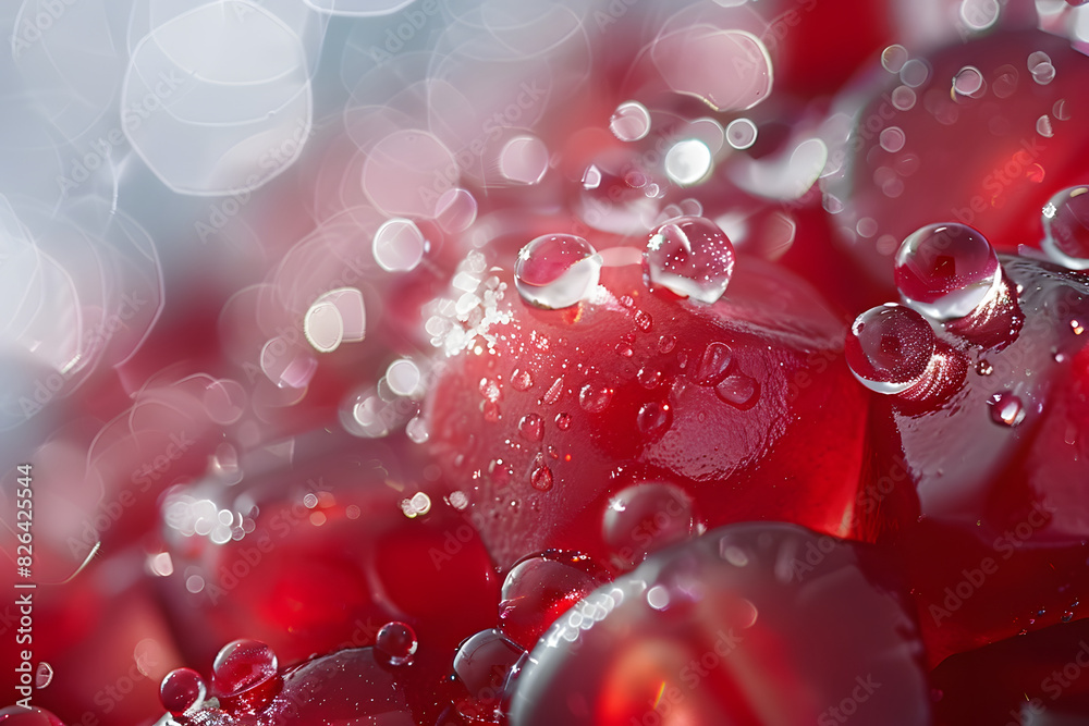 Poster Close-up of pomegranate seeds with water droplets