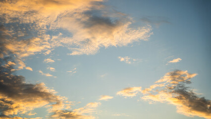 Sunset sky with orange clouds