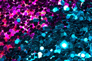 Close Up of Color Shiny Confetti Glitter On White Background