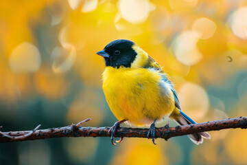 Obraz premium Striking Great Tit (Parus Major) Male Perched in Isolation, Showcasing Its Distinctive Black, Blue, and Grey Plumage Against a Clean White Background