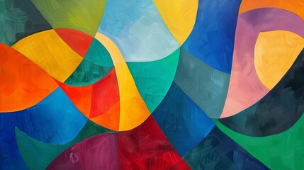 Fototapeta premium Vibrant abstract artwork with overlapping geometric shapes in a multitude of colors