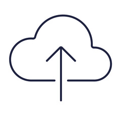 Cloud upload line icon. Cloud storage, sync, computing concept. Cloud computing logo. Outline technology symbol for web, mobile app. Logo on white background. Editable vector stroke. Pixel Perfect.