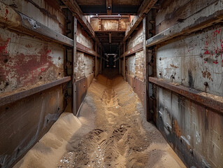 Obraz premium Abandoned Sand-Filled Railway Wagon